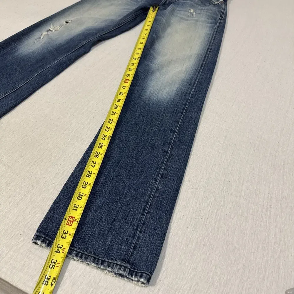 Diesel Larkee Mens 31x34 Regular Straight Blue Jeans Distressed Nice Fade EUC